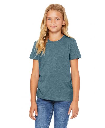 Bella Canvas 3001Y CVC Youth Heather Tee Cotton Fabric - Heather Deep Teal, Youth T-Shirt (1 Piece)