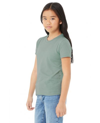Bella Canvas 3001Y CVC Youth Heather Tee - HTR Dusty Blue, Cotton Fabric (4.2 Oz, 1 Unit)