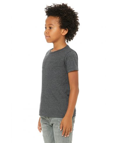 Bella Canvas 3001Y CVC Youth Heather Tee - Cotton Fabric, Dark Grey Heather (1 Piece)
