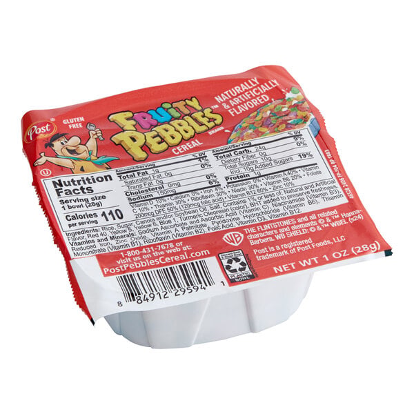 Post Fruity Pebbles Cereal Single-Serve Cup 1 oz. - 96/Case