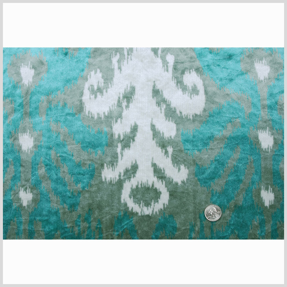 Teal Ikat Velvet