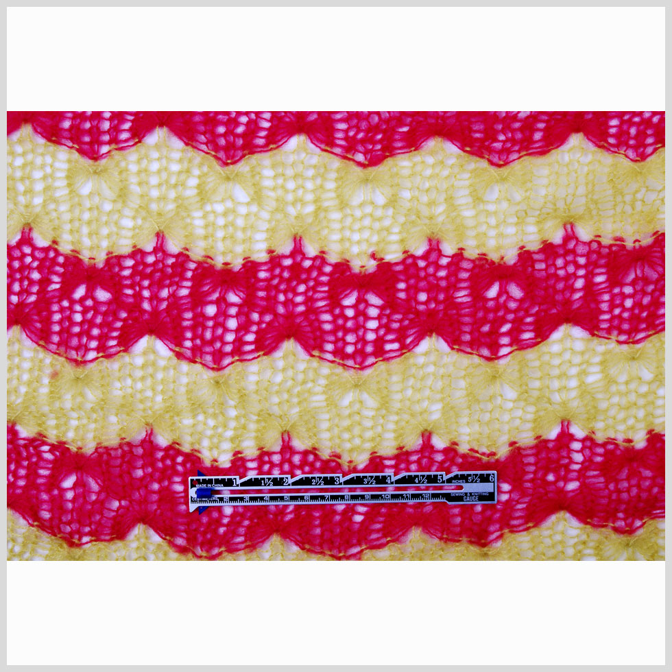 Chartreuse and Raspberry Blended Wool Crochet Knit