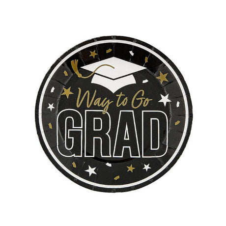 7 1/4" Purple "Way to Go Grad" Disposable Paper Dessert Plates 25 Count