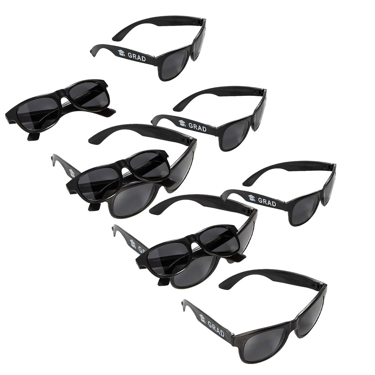 5 1/2" x 2" Graduation Black Nomad Plastic Novelty Sunglasses - 12 Pc.