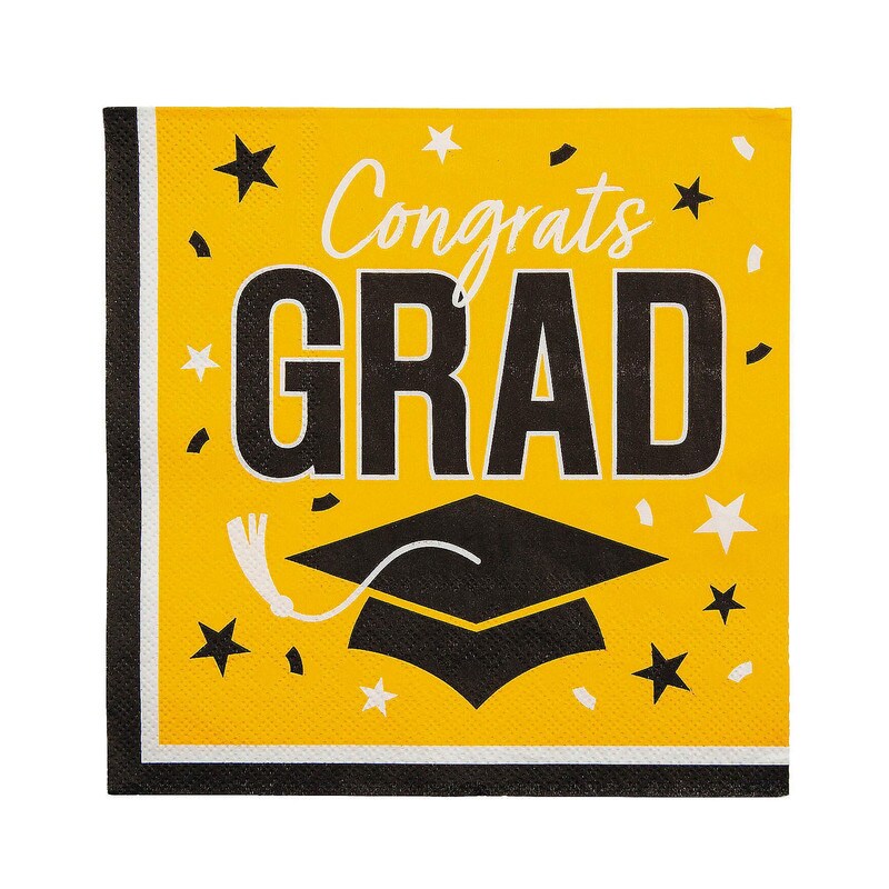 6 1/2" Bulk 50 Count Congrats Grad Party Paper Luncheon Napkins