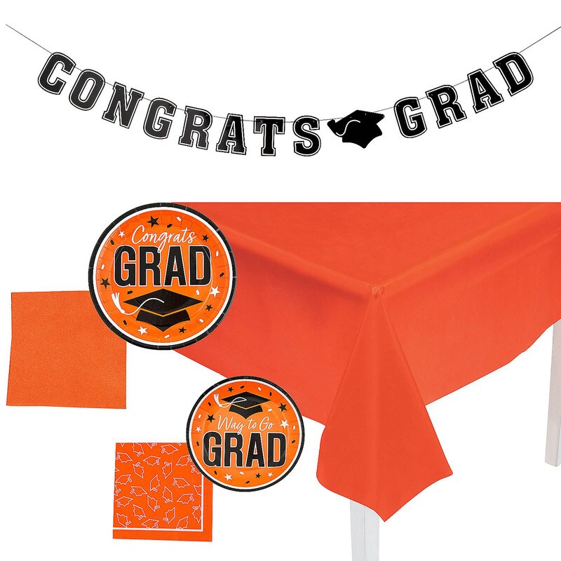 152 Pc. Graduation Party Solid Color Disposable Tableware Kit for 25 Guests