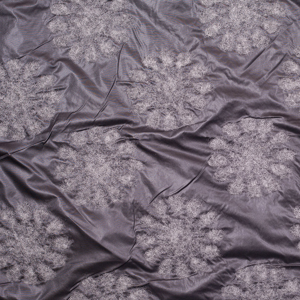 Italian Black/Gray Floral Novelty Wool Blend
