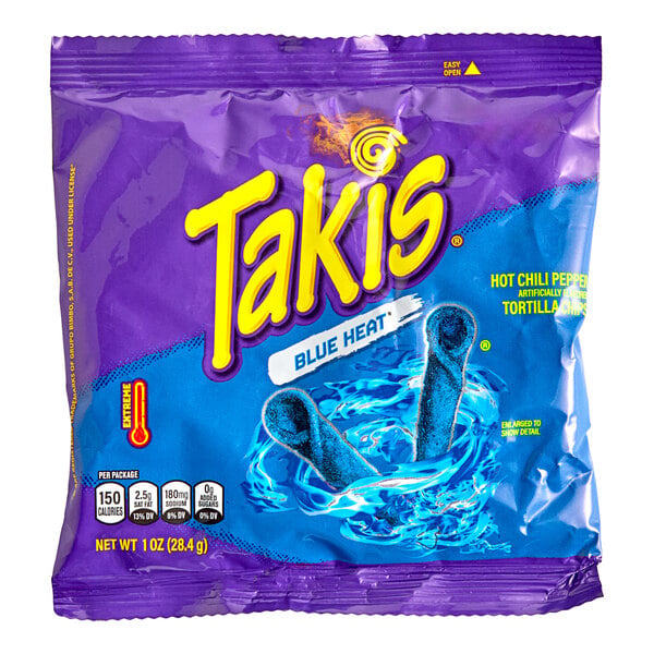 Takis Blue Heat Rolled Tortilla Chips 1 oz. - 50/Case