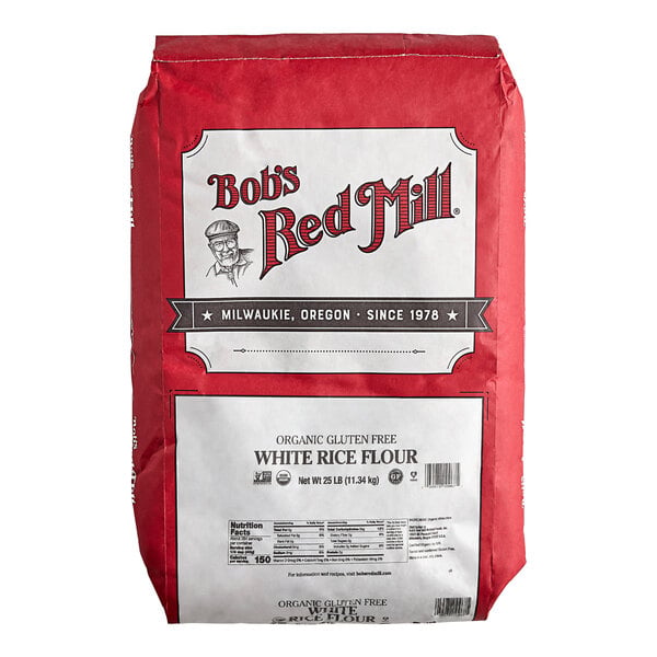 Bob's Red Mill Gluten-Free Organic White Rice Flour 25 lb.