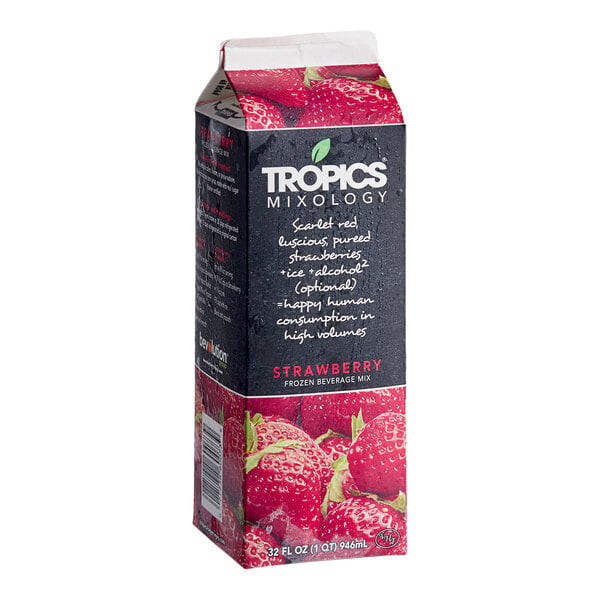 Tropics Mixology Strawberry Frozen Beverage Mix 32 fl. oz. - 12/Case