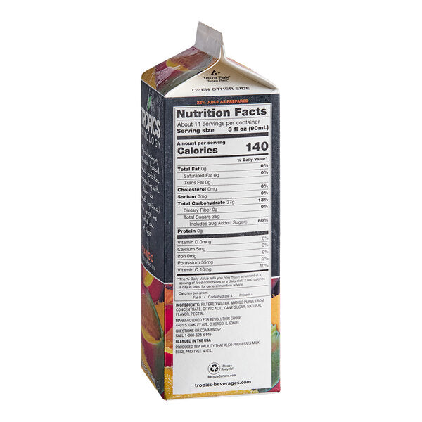 Tropics Mixology Mango Frozen Beverage Mix 32 fl. oz. - 12/Case