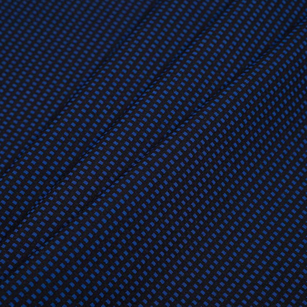 Geometric Black and Blue Blended Cotton Woven