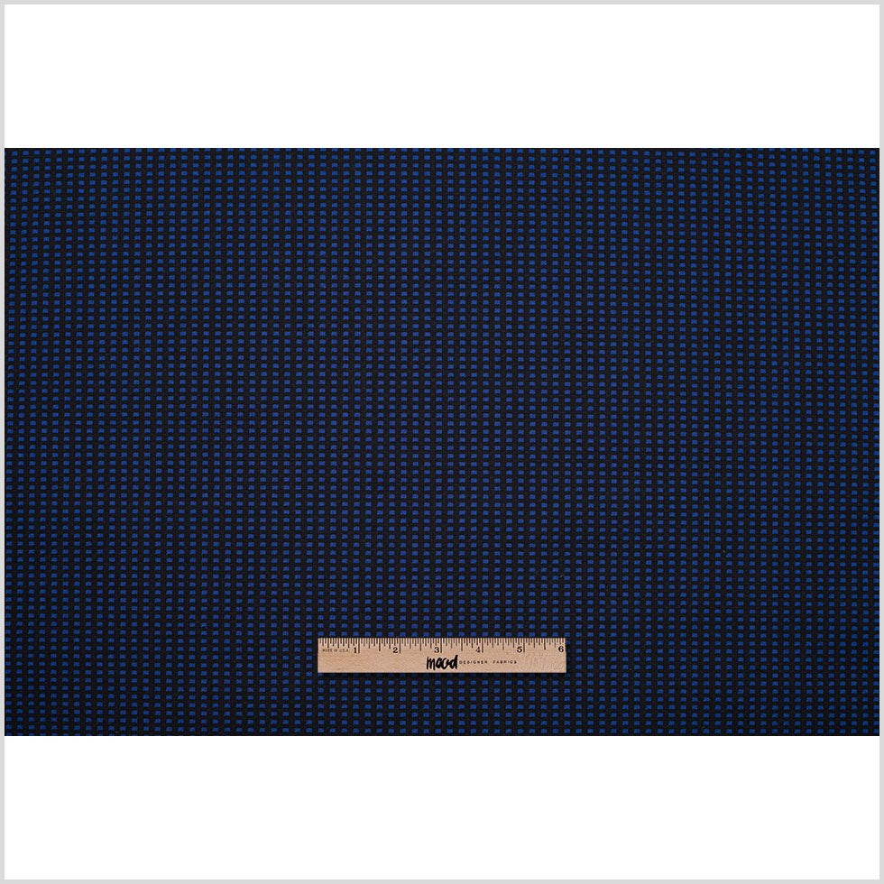 Geometric Black and Blue Blended Cotton Woven