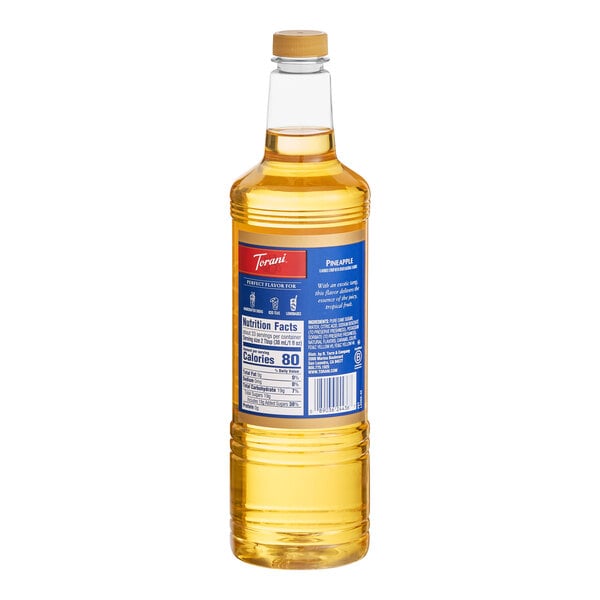 Torani Pineapple Flavoring / Fruit Syrup Plastic Bottle 1 Liter - 6/Case