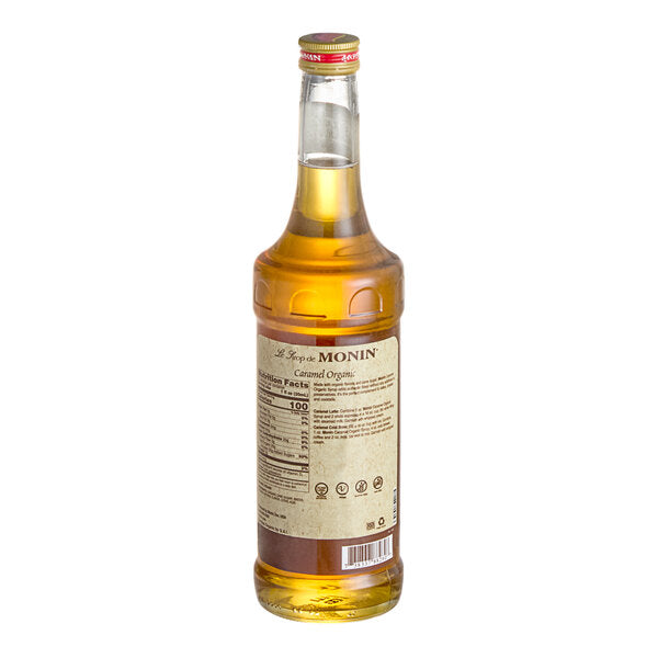 Monin Organic Caramel Flavoring Syrup 750 mL - 6/Case