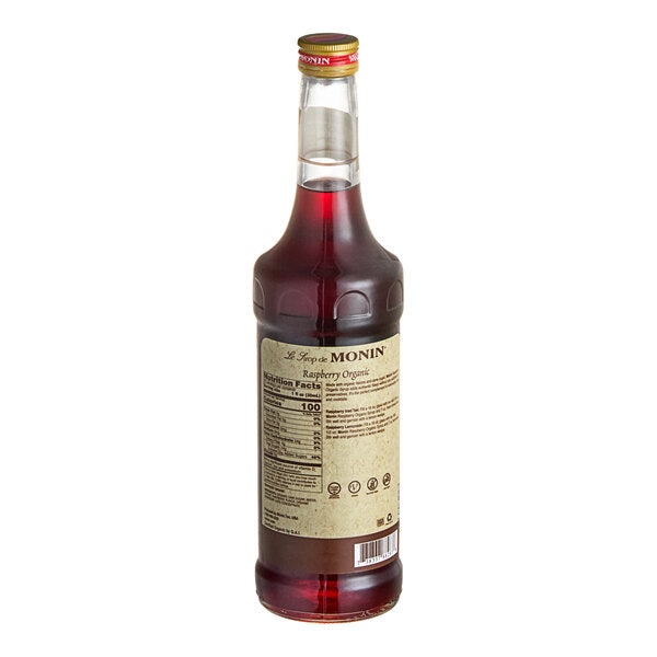 Monin Organic Raspberry Flavoring / Fruit Syrup 750 mL - 6/Case