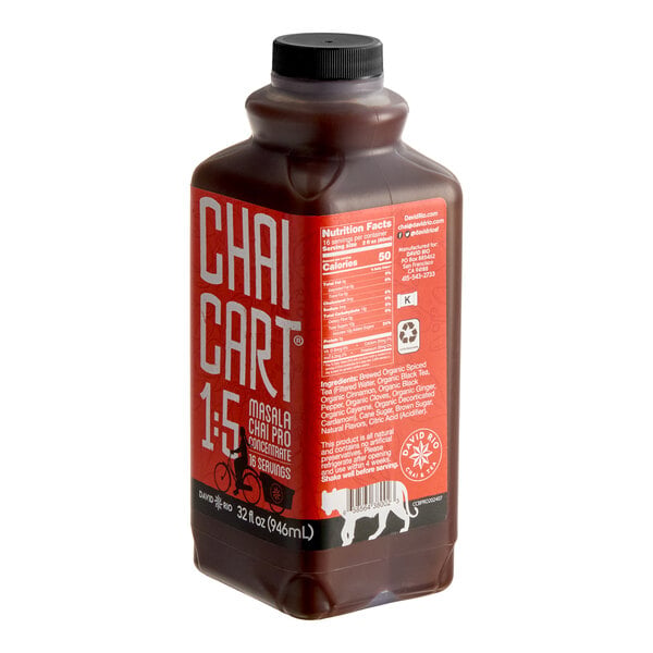 David Rio Chai Cart® Masala Chai Tea 5:1 Super Concentrate 32 fl. oz. - 4/Case
