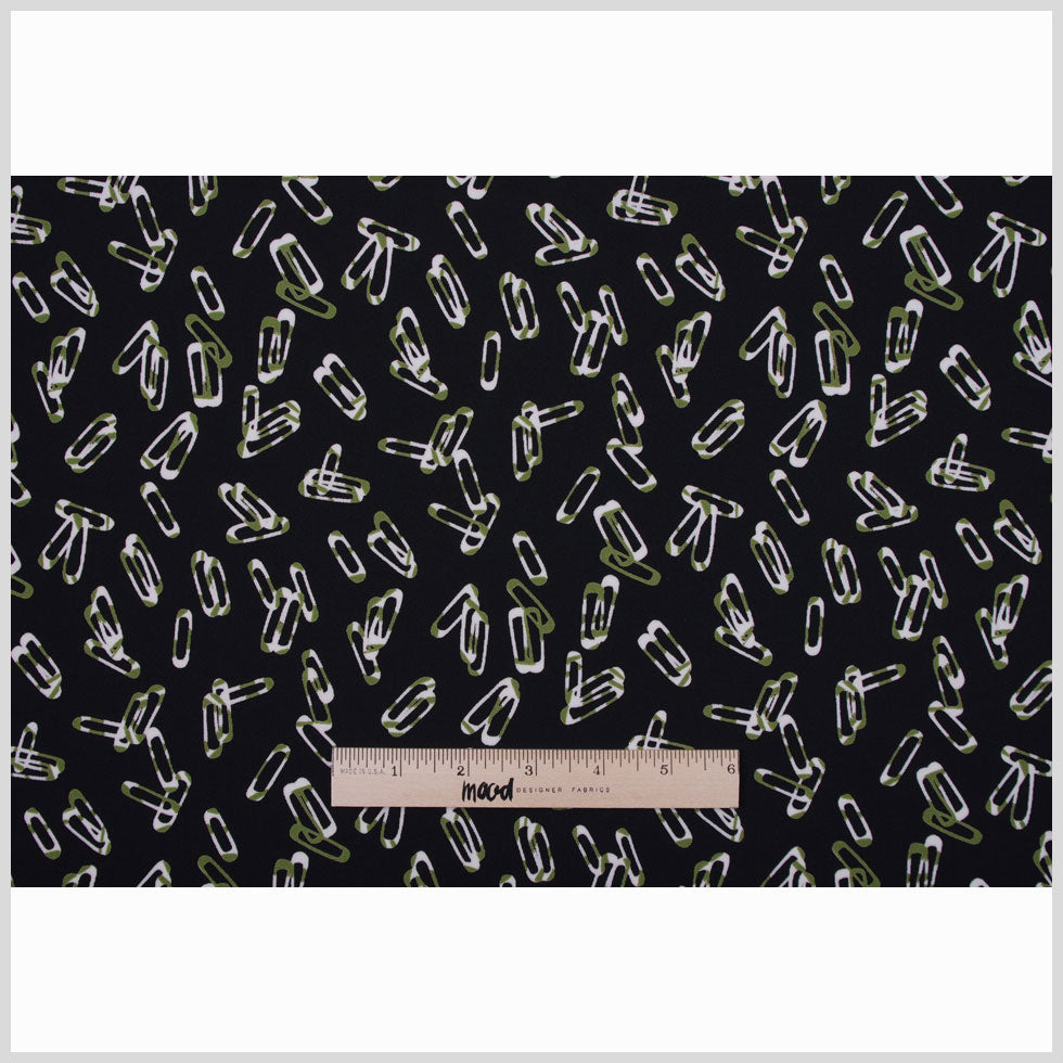 Black Polyester Jersey Paper Clip Print