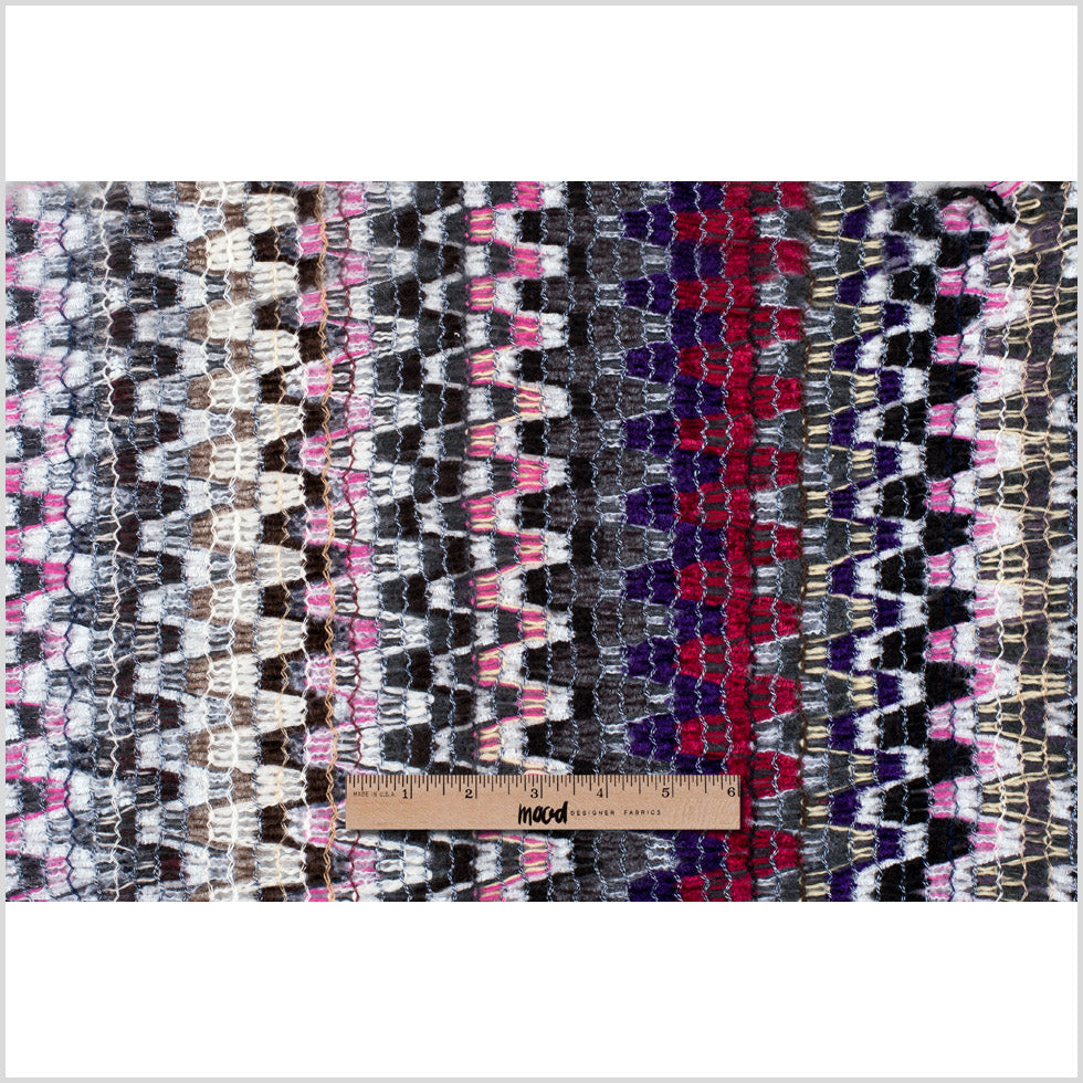 Italian Pink & Gray Multicolor Soft Flamestitch Wool Knit