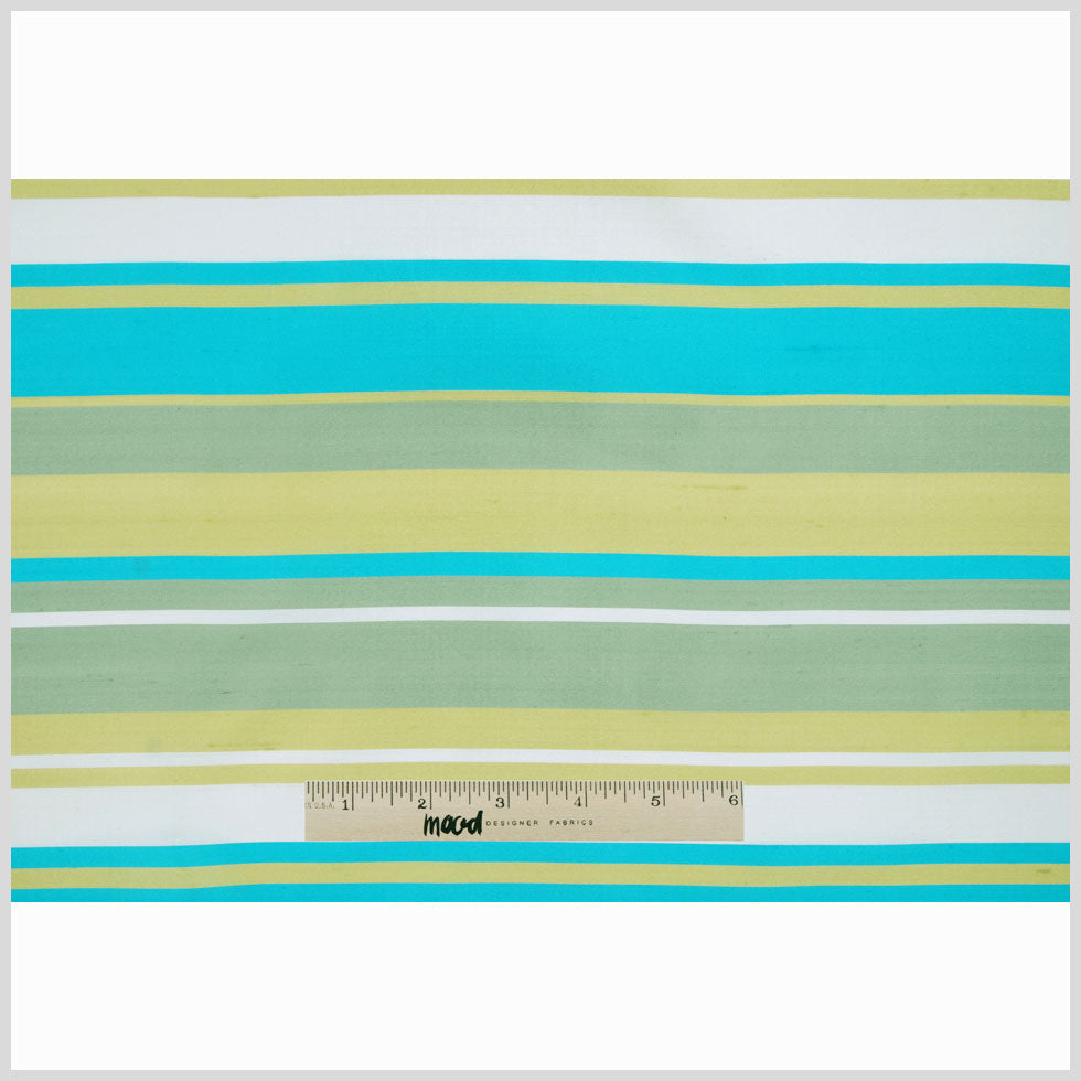 Green and Aqua Striped Shantung/Dupioni