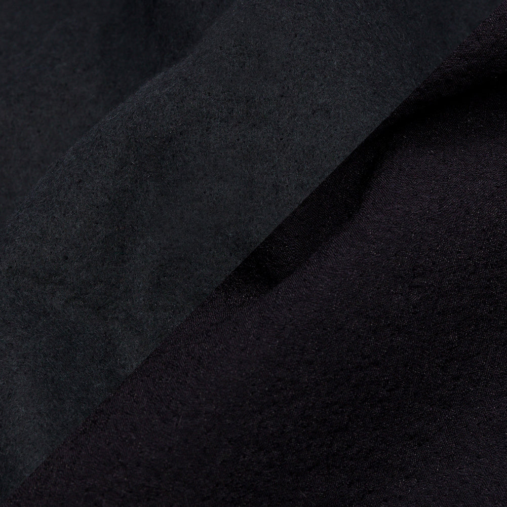Navy Textured Polyester Woven Bonded to Gray Brushed Cotton Coating