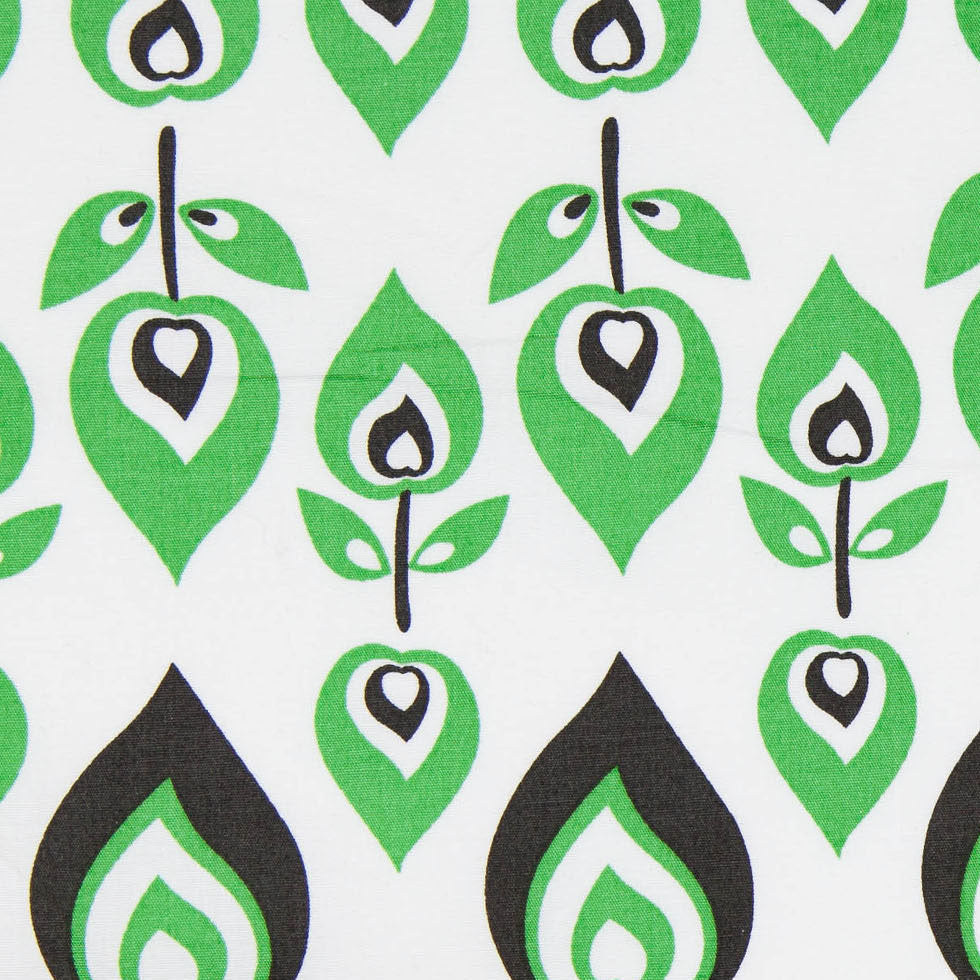 Green and Black Retro-Style Stretch Cotton Print