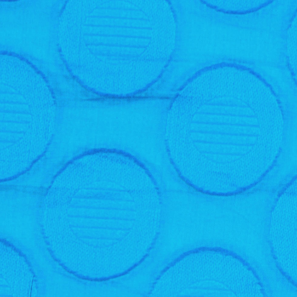 Embroidered Cotton Voile - Bright Aqua Polka Dots