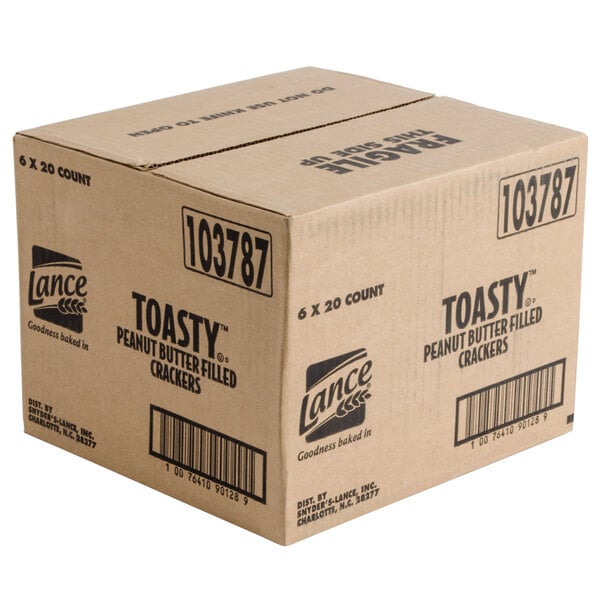 Lance Toasty Peanut Butter Sandwich Crackers 20 Count Box - 6/Case