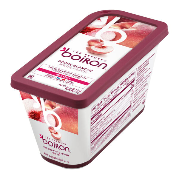 Les Vergers Boiron White Peach 100% Fruit Puree 2.2 lb. - 6/Case