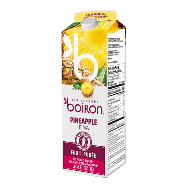 Les Vergers Boiron Pineapple Real Fruit Puree 1 Liter - 6/Case