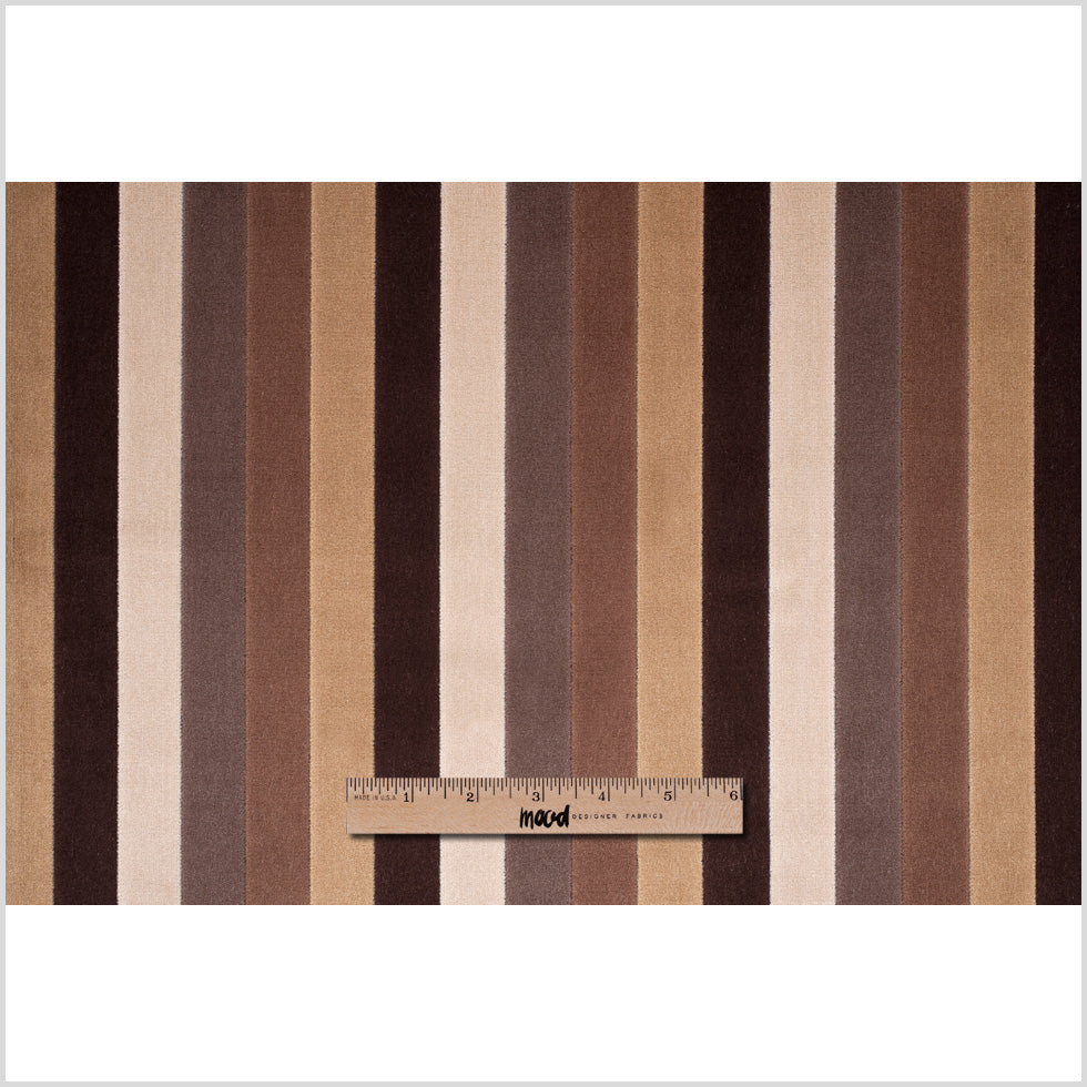 Tan and Brown Striped Velvet