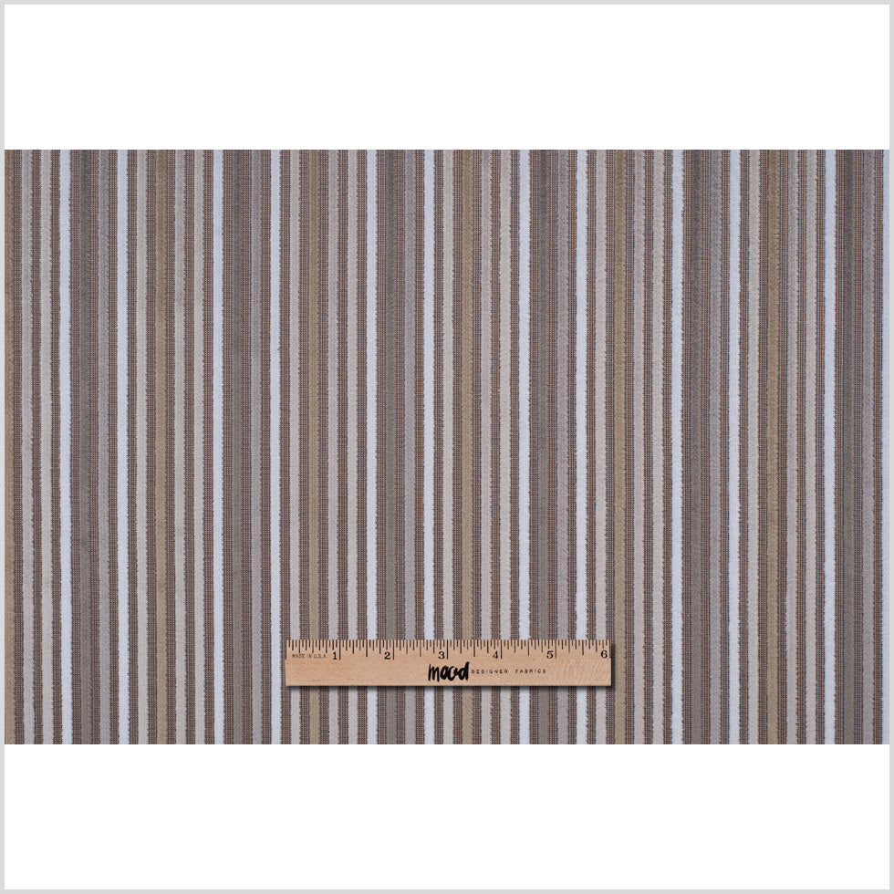 Beige and Ivory Striped Velvet