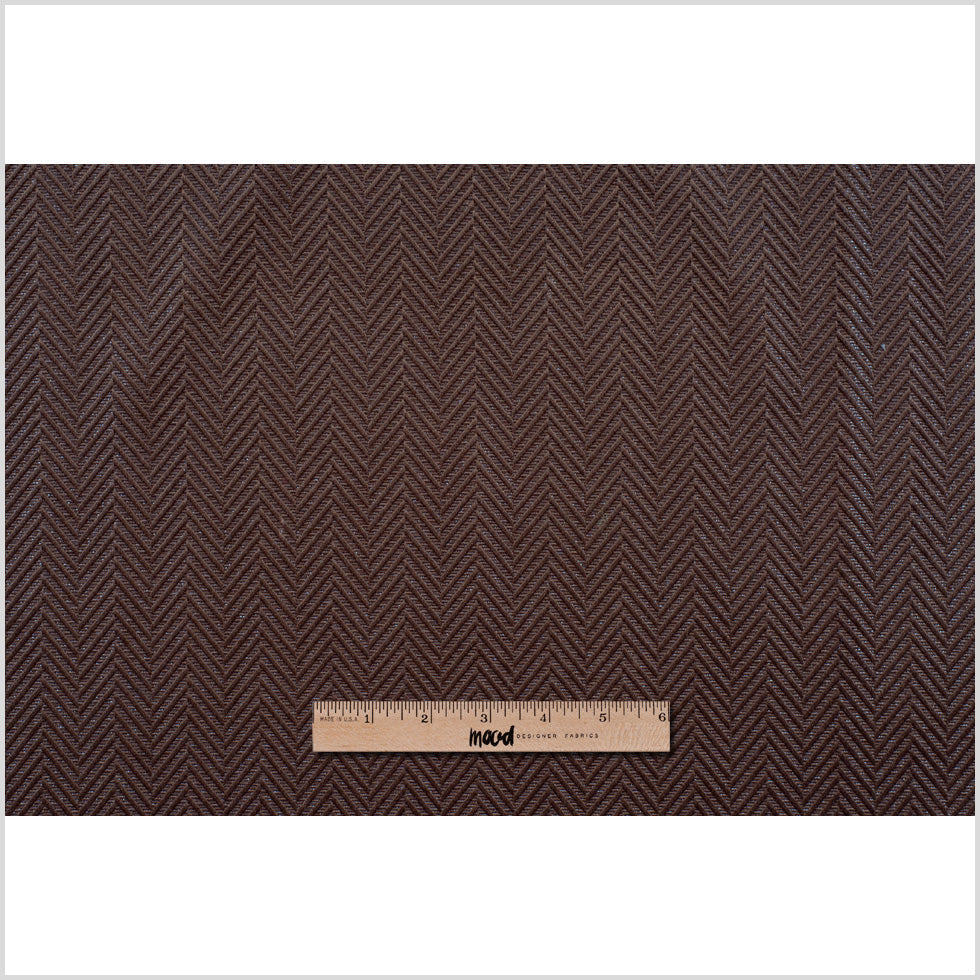 Brown Herringbone Cut Velvet