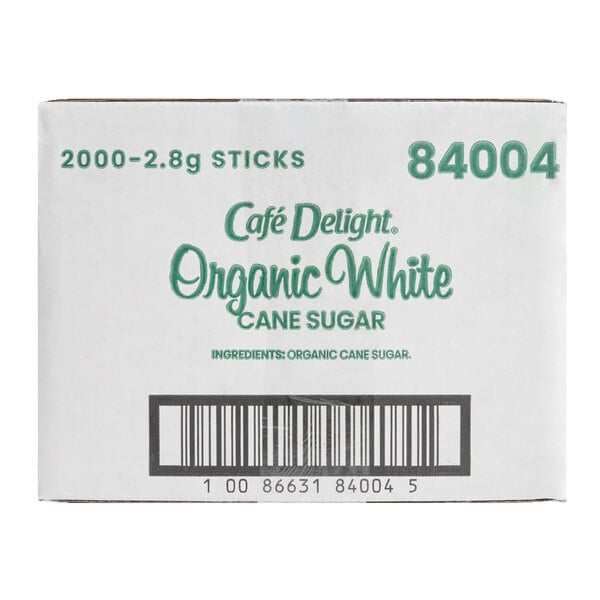 Cafe Delight Organic White Sugar Packet 2.8 Gram - 2,000/Case