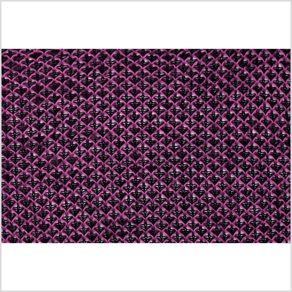 Lacey Diamonds Acrylic Knit - Black and Hot Pink