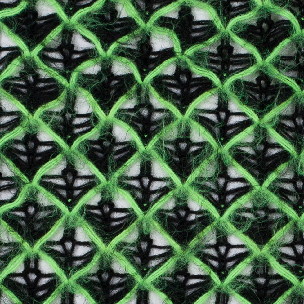 Lacey Diamonds Acrylic Knit - Black and Neon Green