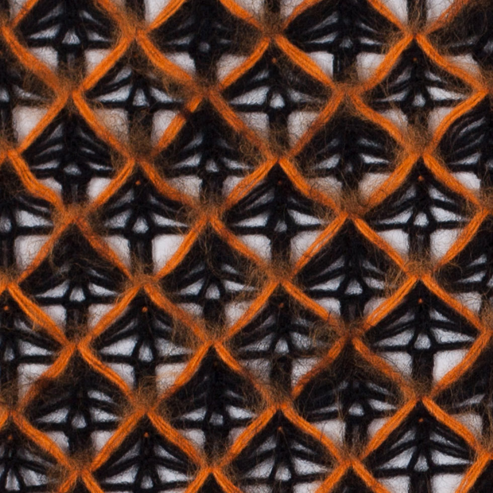 Lacey Diamonds Acrylic Knit - Black and Orange
