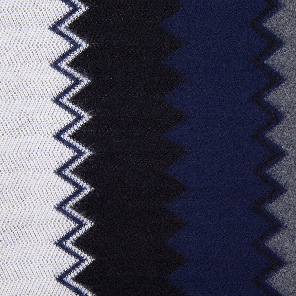 Navy, Black and Gray Big Zig Zags Soft Sweater Knit