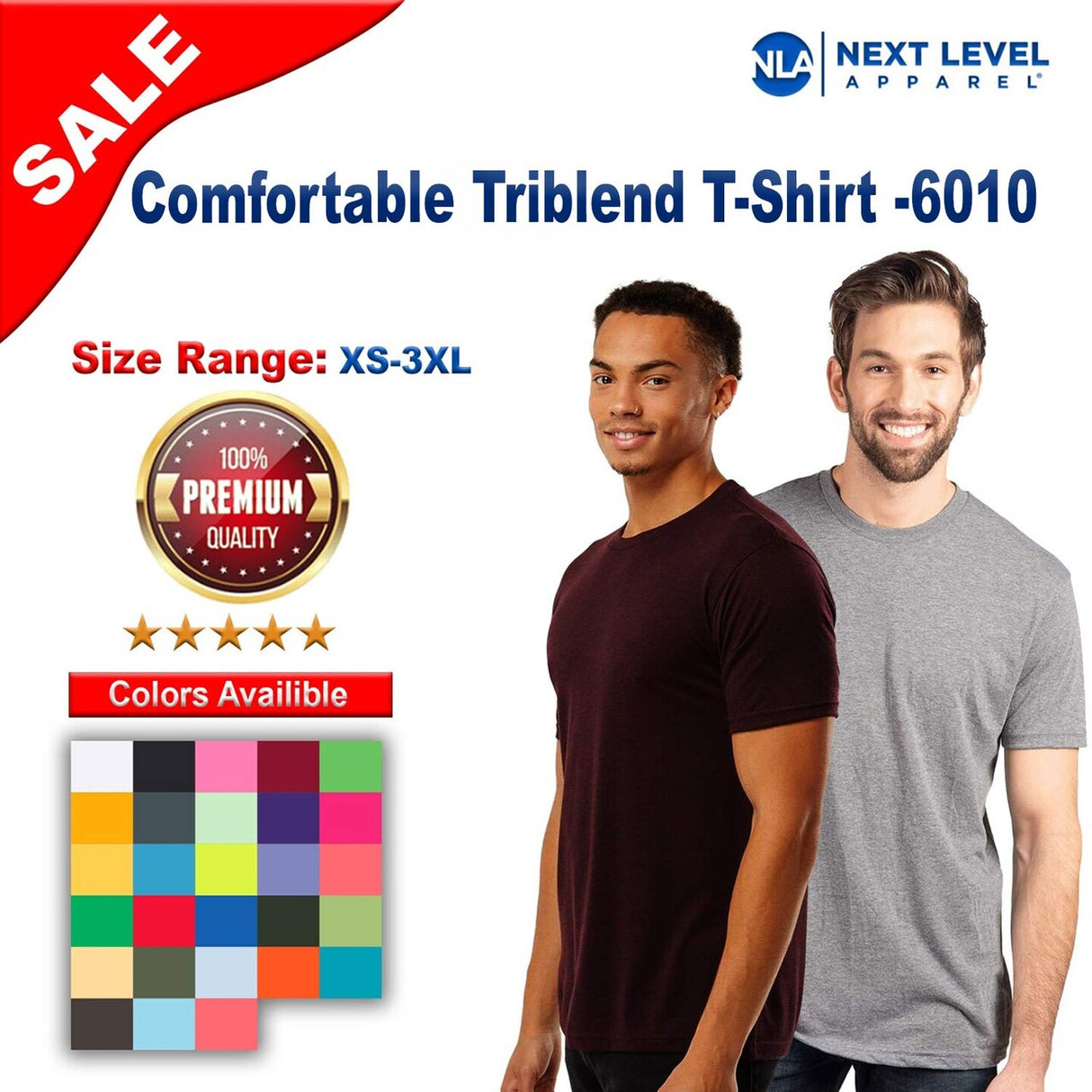Next Level® Comfortable Triblend Crewneck and Short Sleeve T-Shirt