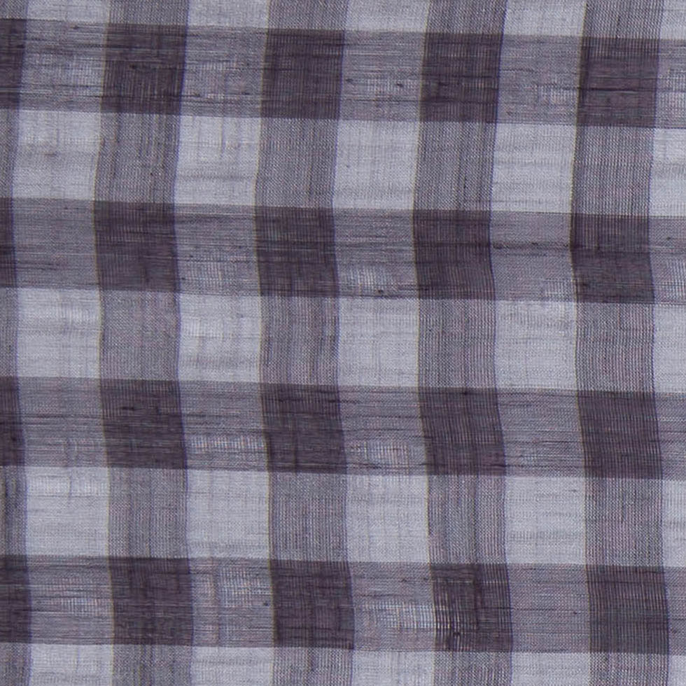 Slate Gray and Black Checked Semi-Sheer Poly Shirting