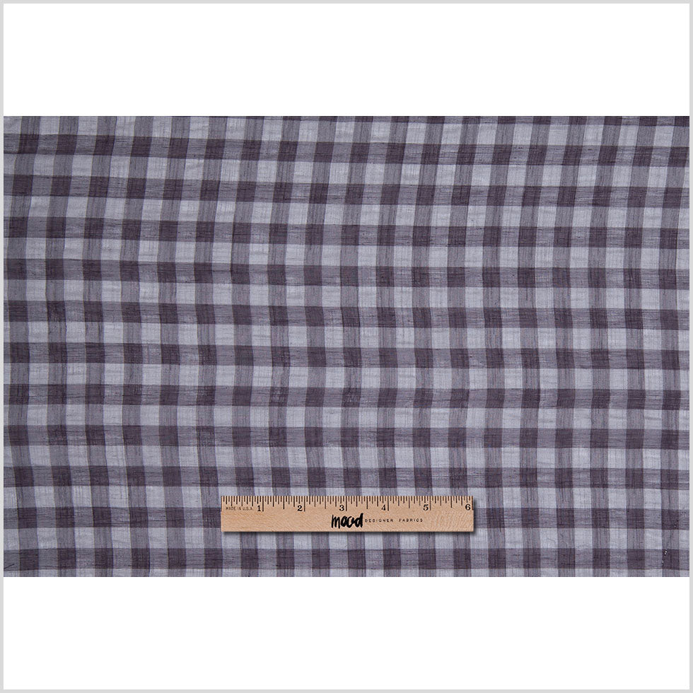 Slate Gray and Black Checked Semi-Sheer Poly Shirting
