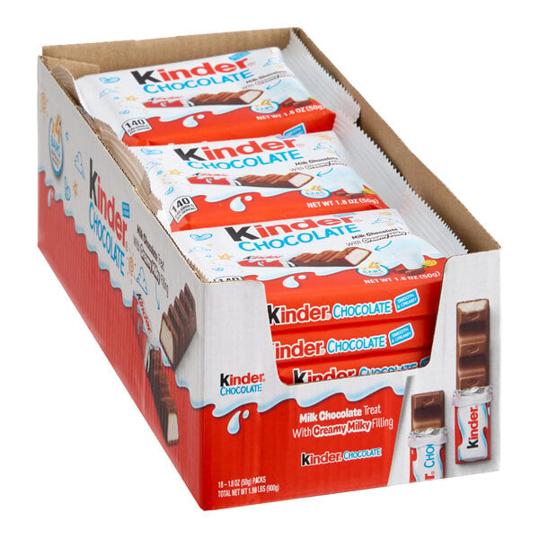 Kinder Chocolate 4-Piece Cream-Filled Milk Chocolate Bar - 216/Case