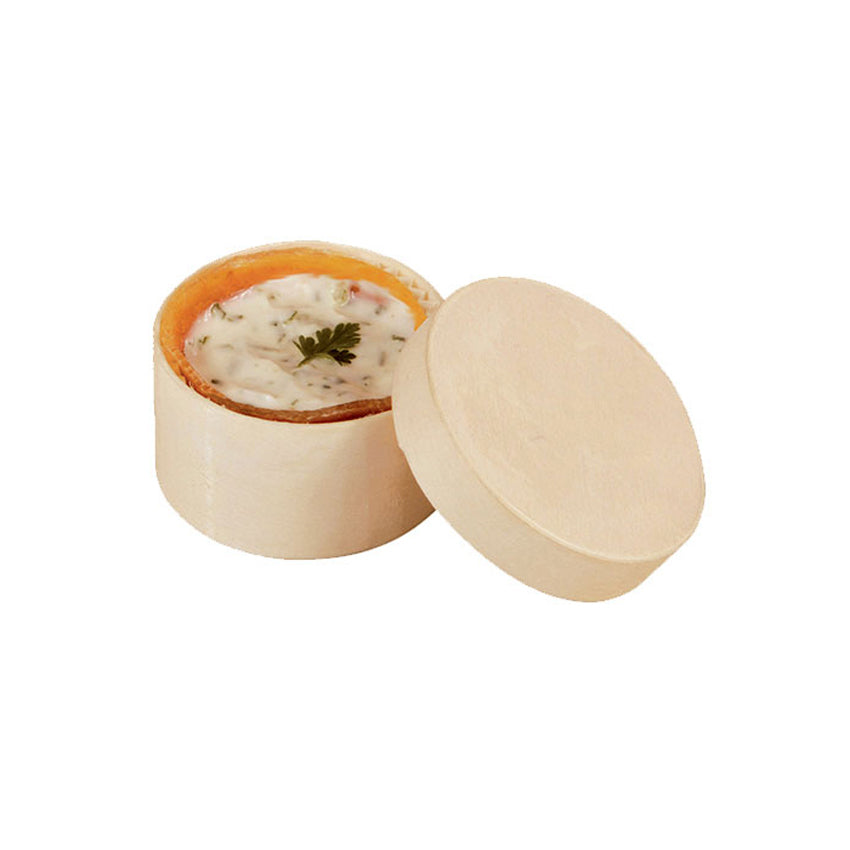 Packnwood Round Wooden Box with Lid, 3 oz, 2.3" Dia. x 1.6" H, Case of 100