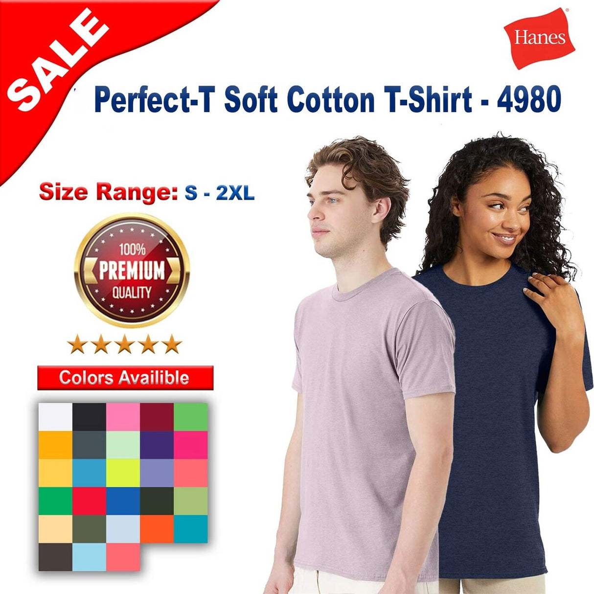 Hanes® Perfect-T Soft Cotton Crewneck Short Sleeve T-Shirt