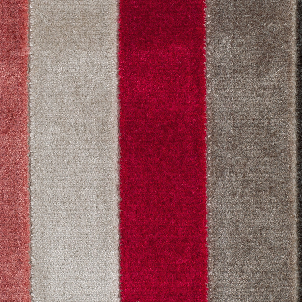 Brown/Red Striped Polyester Blended Velvet
