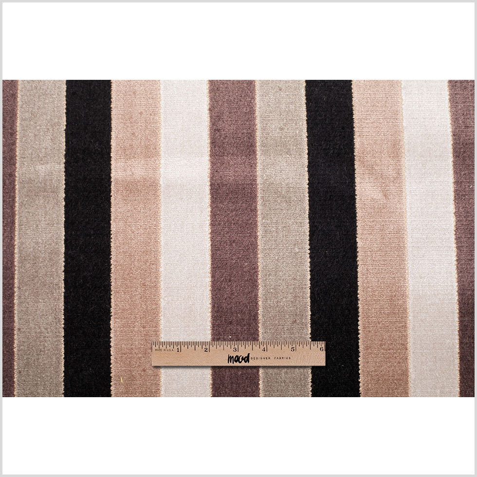 Brown/Beige Striped Polyester Blended Velvet