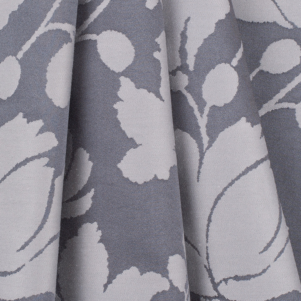 Gray Floral Polyester Sateen/Jacquard