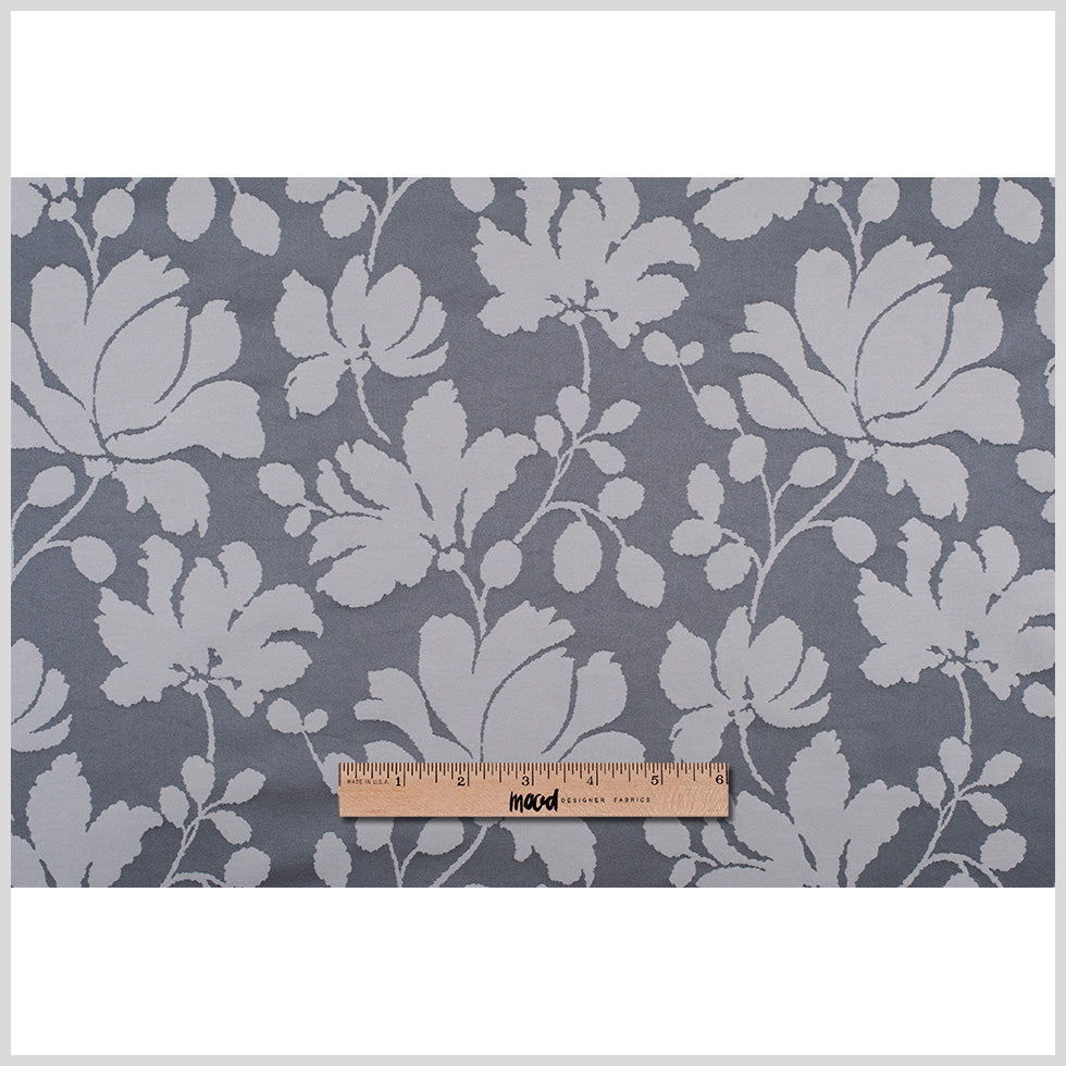 Gray Floral Polyester Sateen/Jacquard
