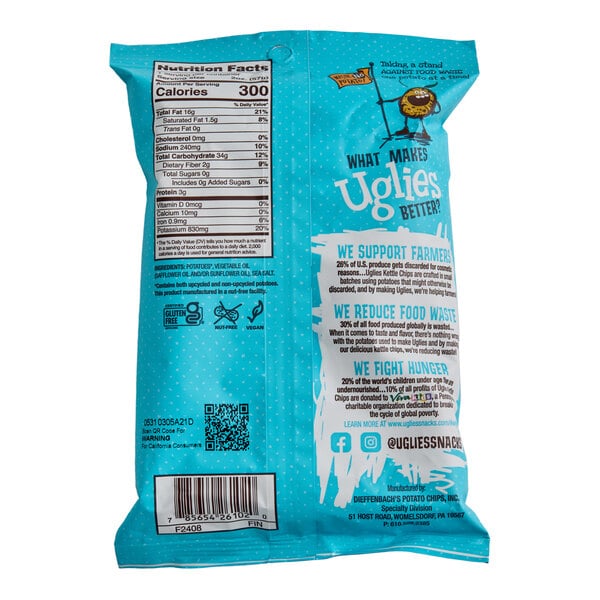 Uglies Sea Salt Kettle Potato Chips 2 oz. - 24/Case