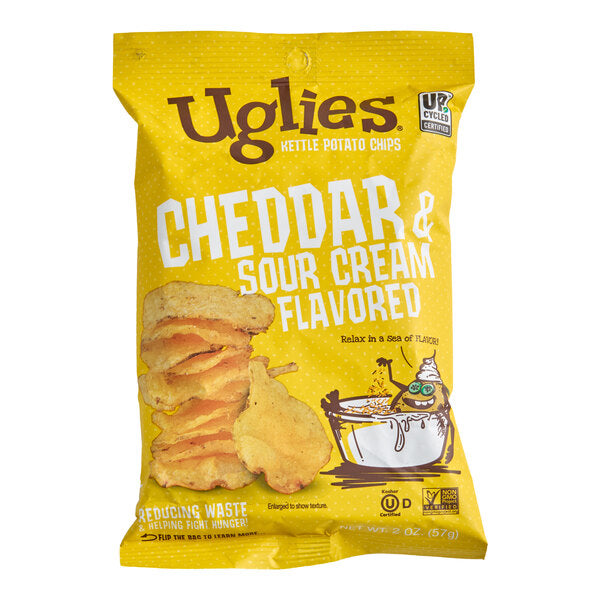Uglies Cheddar and Sour Cream Kettle Potato Chips 2 oz. - 24/Case